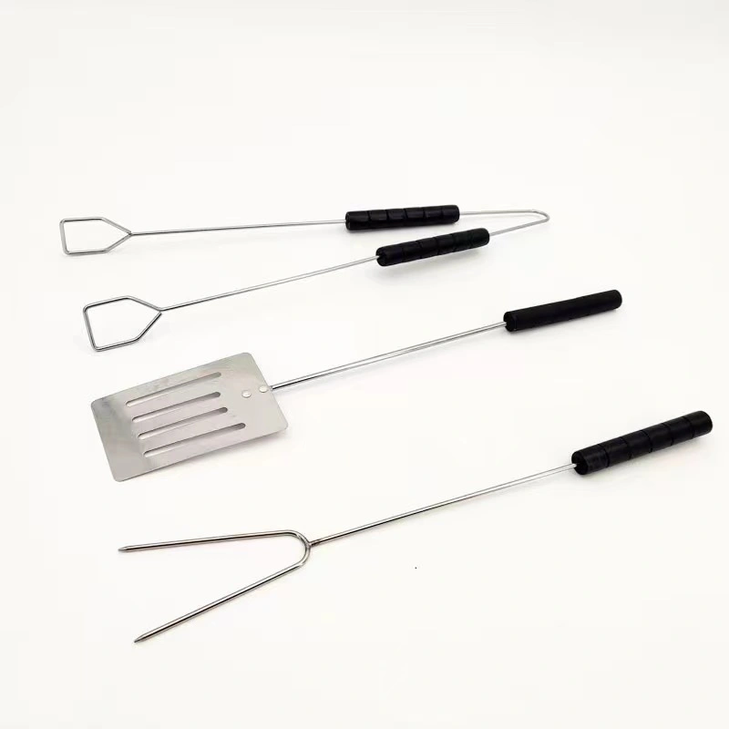 Outdoor Home Portable BBQ Accessories Stainless Steel Spatula Fork Tongs BBQ Tools