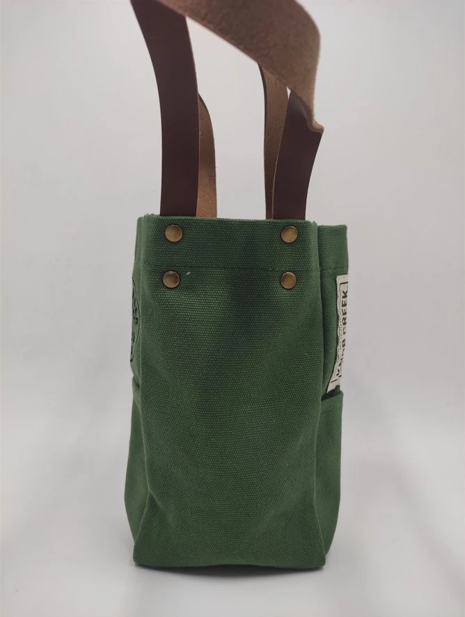 Custom Promotion Green Canvas Embroidered Wine Bag