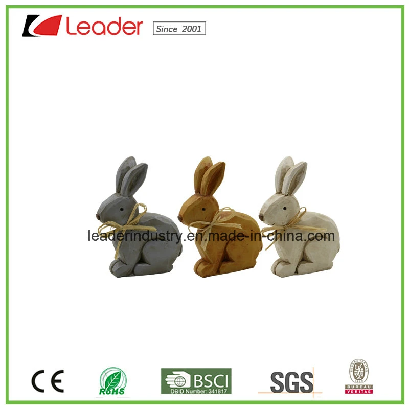 Polyresin Wood-Look Egg Figurines for Home and Easter Decoration