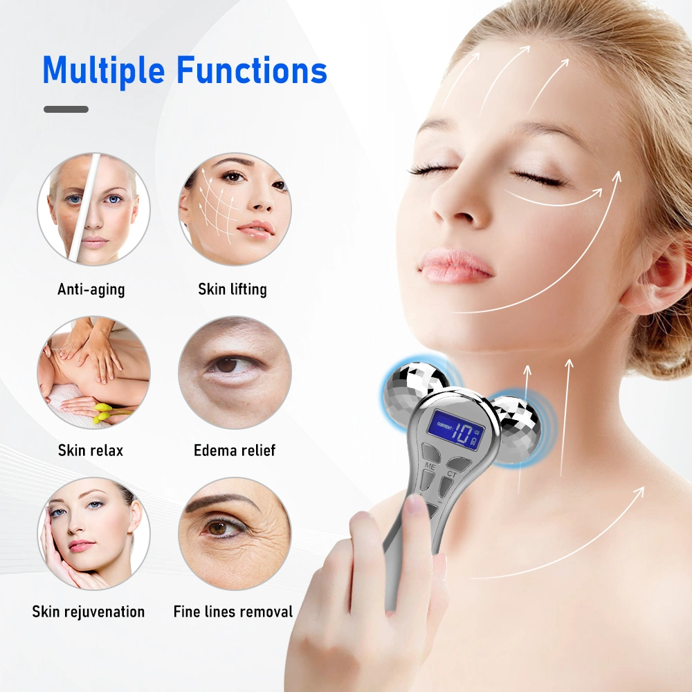 Wholesale/Supplier OEM/ODM USB Rechargeable 4D Microcurrent Face Roller Vibration Massager Electric V Face Shaping Machine Home Use Beauty Equipment