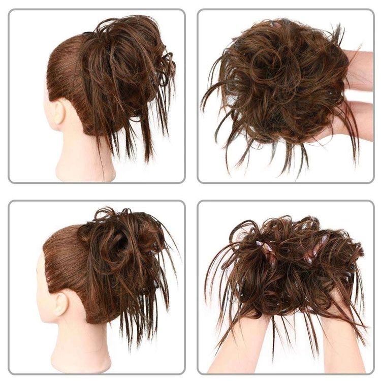 Synthetic Chignon Chaotisch Scrunchie Hair Bun Gerade Updo Farbe Haarteil