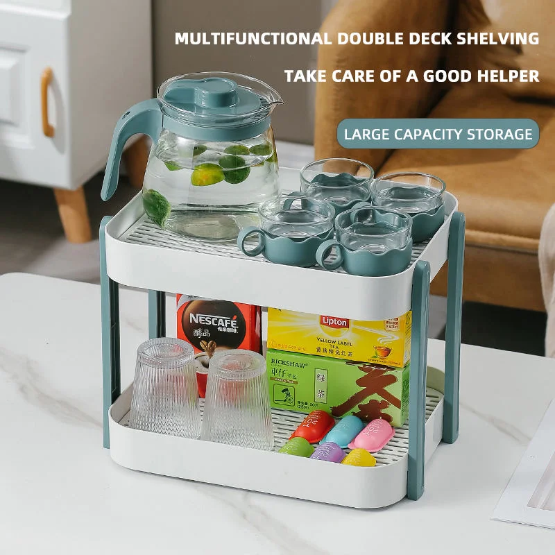 Drainage Double Tray Shelf Disassembled Cup Storage Organizer Cosmetic Kitchen Storage Holders