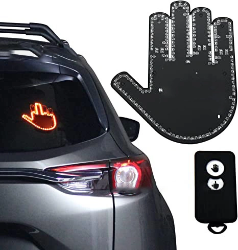 Middle Finger Fun Car Light Remote Back Window Windshield Emoticons Bird Wave