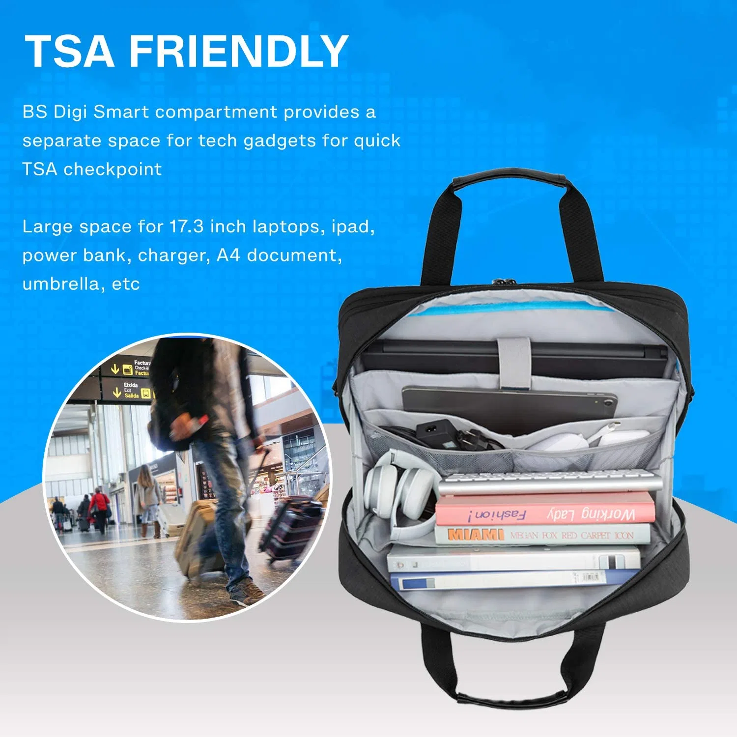 17.3 Inch Laptop Bag Expandable Briefcase, Computer Bag Men Women, Laptop Shoulder Bag, Work Bag Business Travel Office Bag