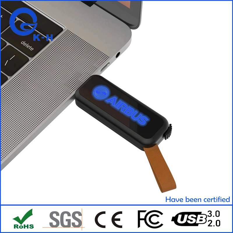 شعار LED ضوء لأعلى قرص USB Flash سعة 8 جيجابايت و32 جيجابايت 128 جيجا بايت 64 جيجا بايت