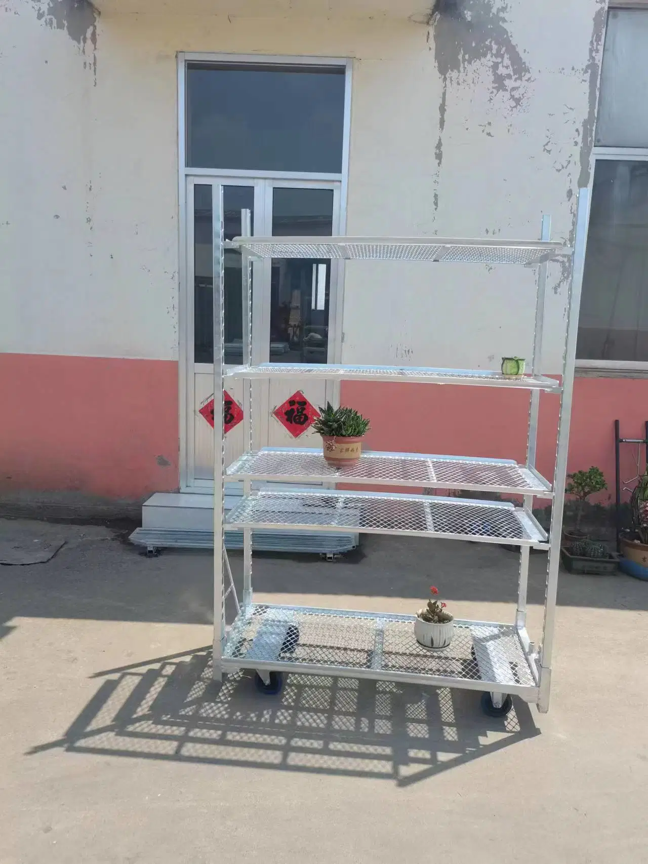 Steel Storage Danish Plant Flower Rolling Trolley for Garden Center Plant Transportation