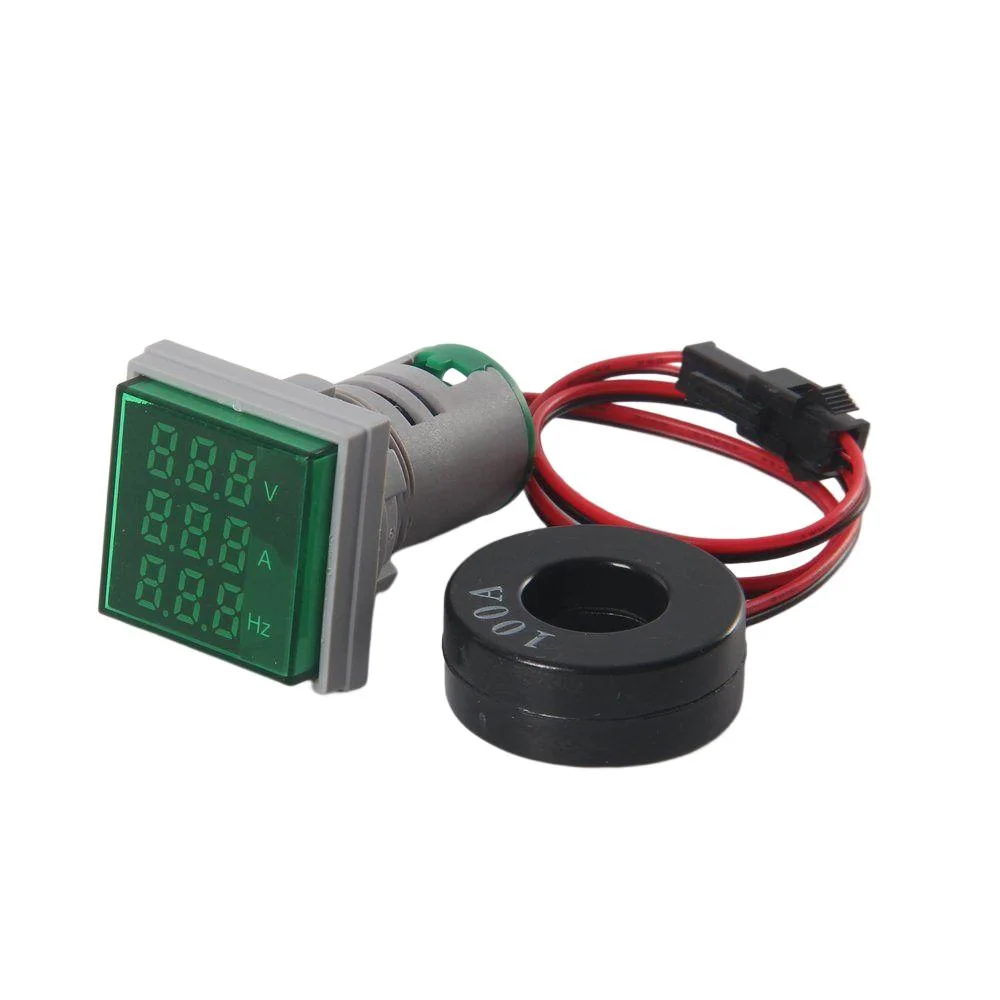 Voltmeter, Ammeter, Hz Current Frequency Panel Meter Indicator Digita 22mm LED Digital