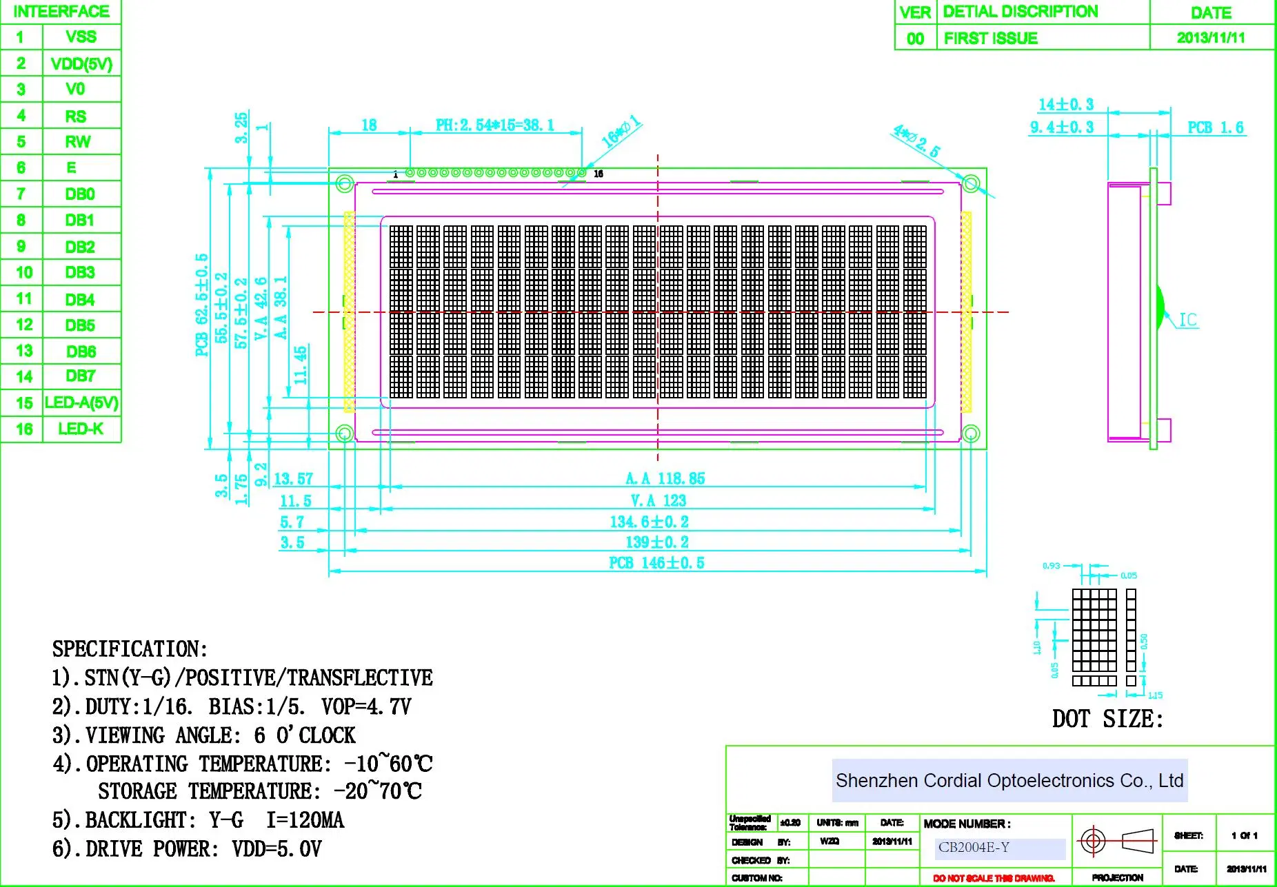 Big Size 20X04 2004e Character Monochrome COB LCD Module with MCU 8 Bits, Optional with Stn Blue/Yg/FSTN/Dfstn/Va