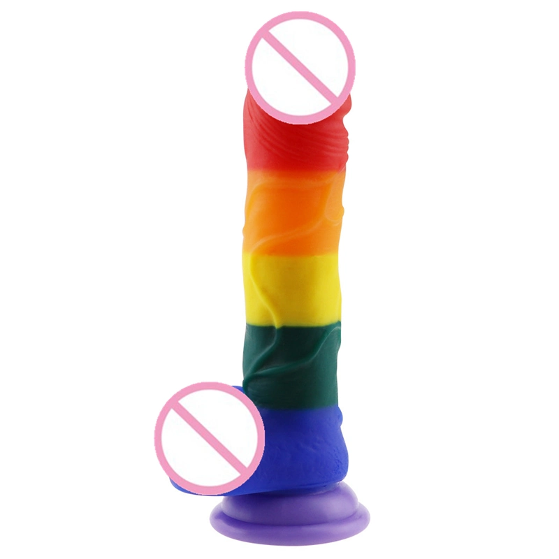 Rainbow Colorful Dildos with Strong Suction Cup for Women Masturbation Sex Toy