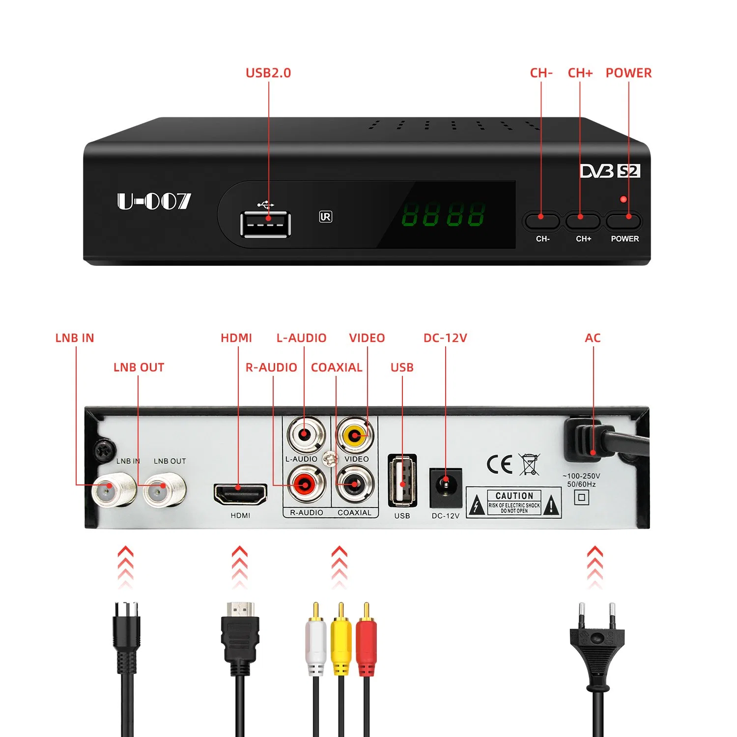 Fabricado en China Junuo OEM Service Besthd DVB S2 receptor satelital Decodificador MPEG4 Cccam Satelital HD DVB S2