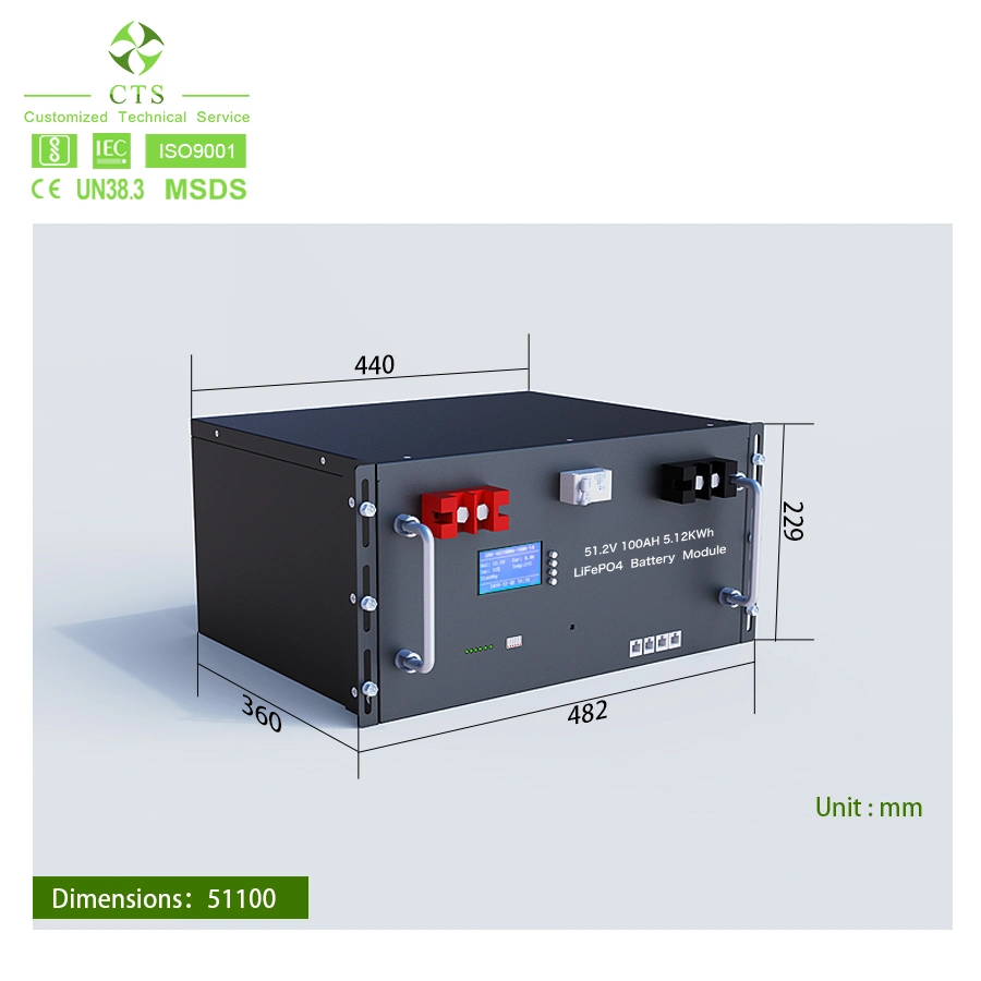 Rechargeable Long Cycle Life 48V 100ah Li-ion Rack Mounted Battery for Ess USP Solar Power Supply