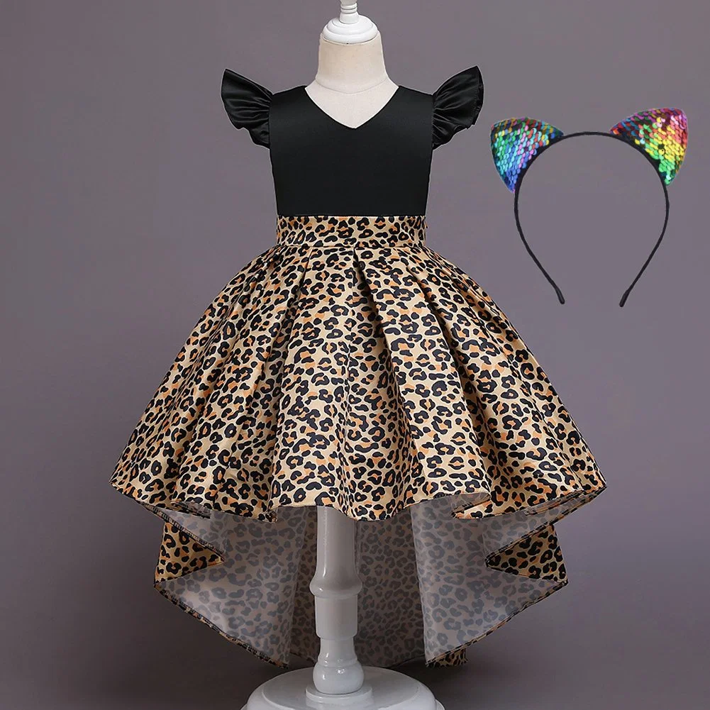 European Style 10-Year Girl Halloween Long Tail Party Evening Dress