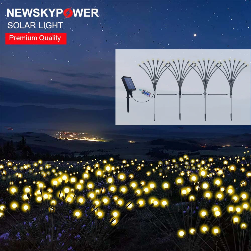 Garden Landscape Plant Flower Decorative 4 Pack 32 Globes LED Solar Firefly Light