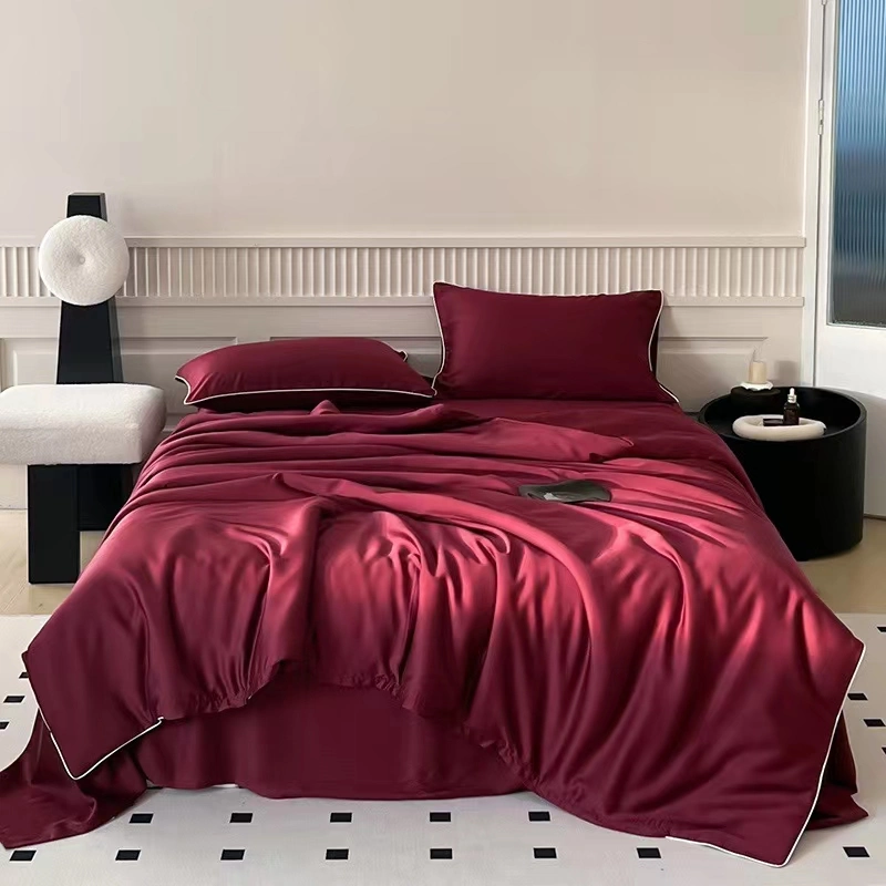 Jacquard 100% Cotton Satin Solid Hotel and Bedroom Bedding Set