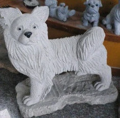 Natural Stone White Granite Dog Sculpture SF-ST-014 for Garden Landscape