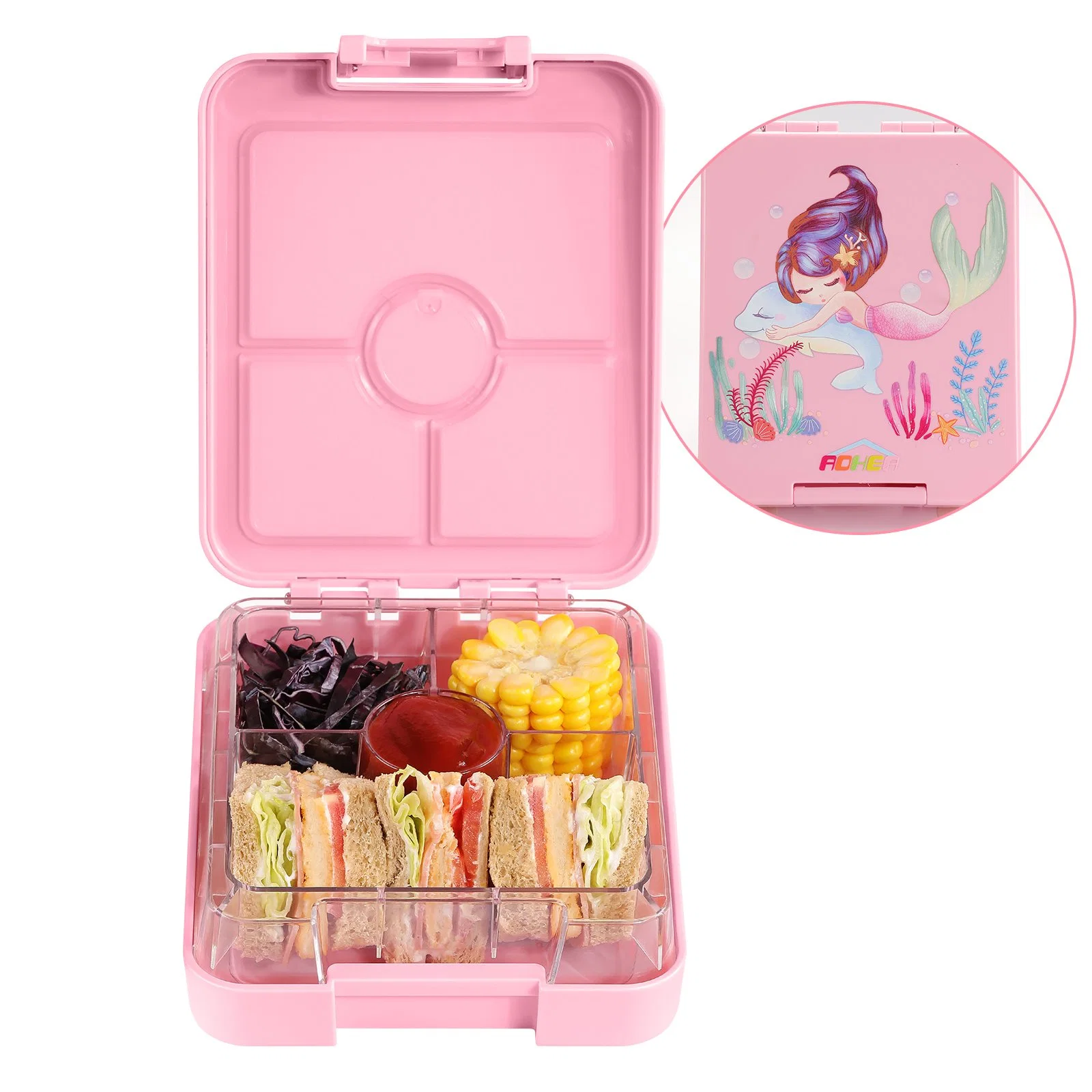 Aohea Eco-Friendly Bento Lunch Box Cartoon Character Plastic Transparent Lunch Box