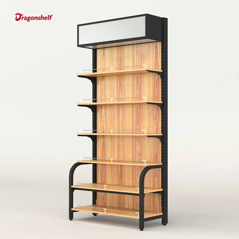 Dragonshelf Double Side Wooden Display Rack System Used in Shops and Supermarket