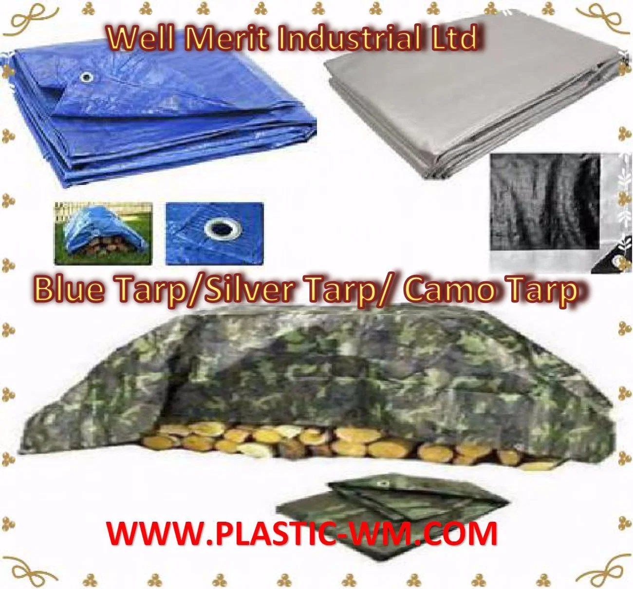 Economy Blue HDPE Silver Camoflague Hay Firewood Duty PE Tarpaulin Poly Tarp