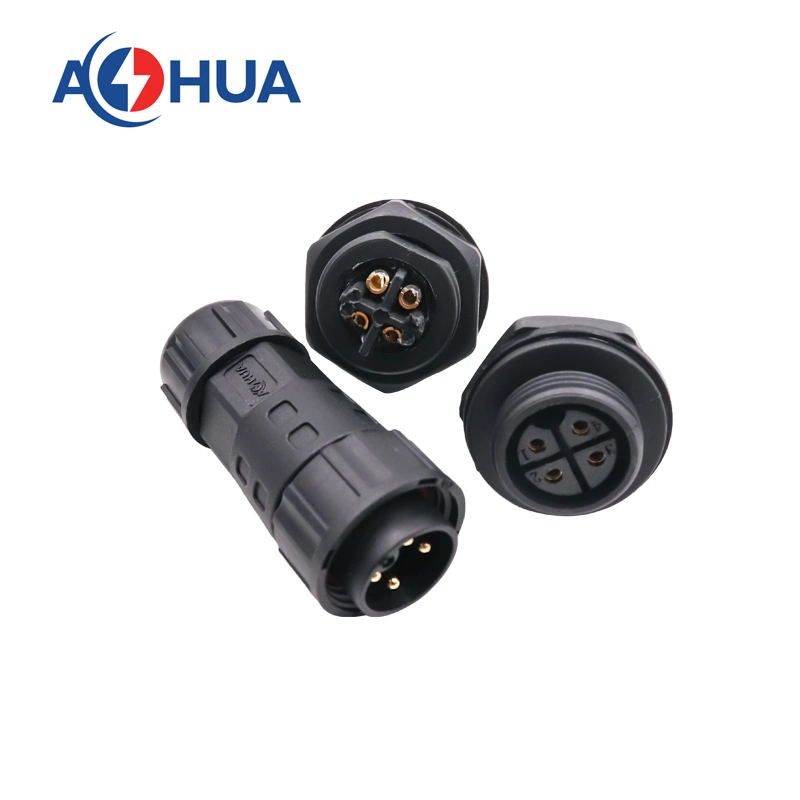 IP68 4pin conector de cable circular M20 4 cable eléctrico de núcleo Conector hembra de montaje en panel de conector hembra de montaje en panel de montaje en planta LED Grow Solución de diseño de cables resistente al agua de la lámpara