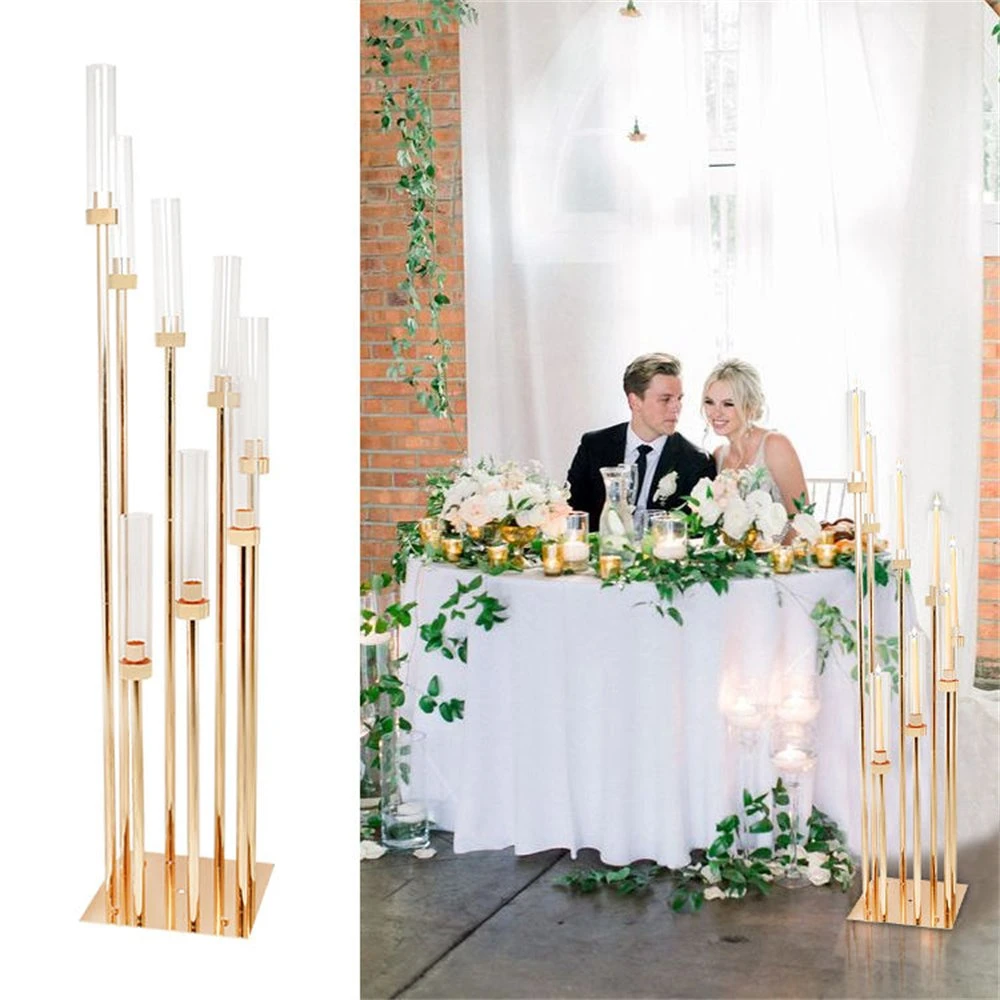 L'or Bougeoir Table de mariage pièce maîtresse de l'acrylique chandelier Home Party du décor