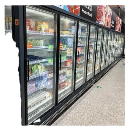 Automatic Defrosting Vertical LED Lights Commercial Supermarket Refrigerator