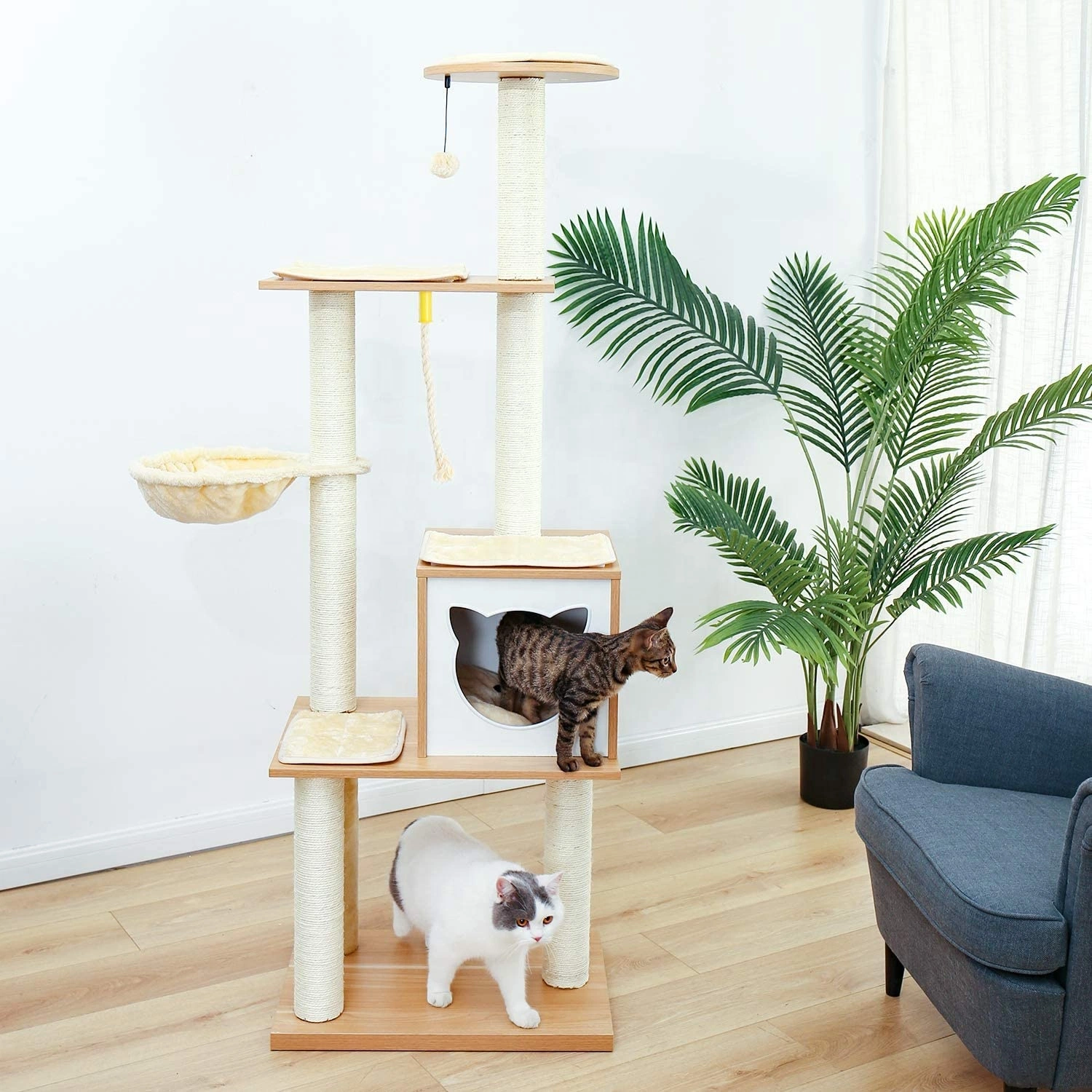 Jugar Centerl Indoor Cat Cat árbol con el ratón de Sisal Juguetes