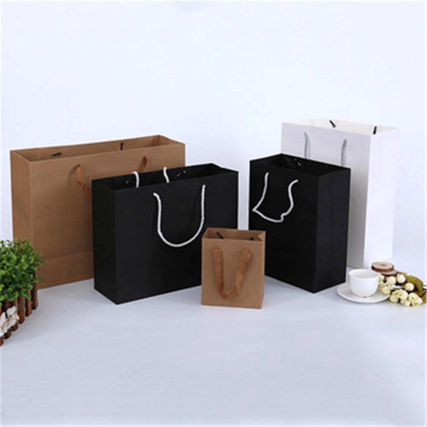 Custom Recycled Kraft Paper Shopping Bag Twist Handle Wedding Gift Bag