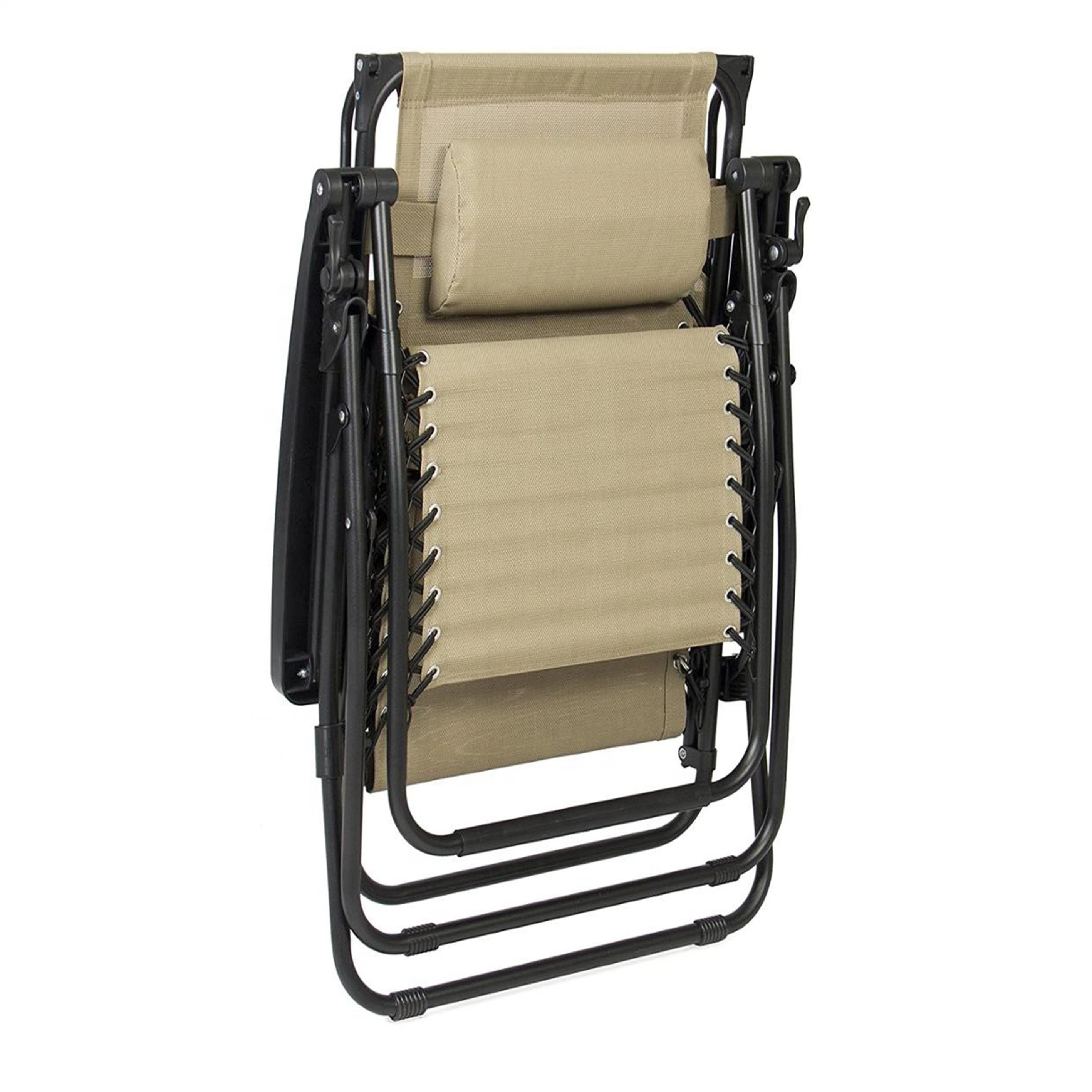 Customized Recliner Zero Gravity Chair Beach Cheap Metal Folding Chairs Wholesale/Supplier Folding Camping Chair Set with Cushion