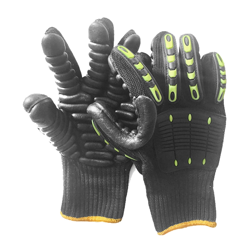 Custom TPR Anti Vibration Work Gloves, Shock Proof Impact Reducing Latex Coated Foam Finish Safety Gloves Luvas Guantes