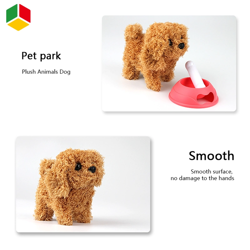 QS OEM Lovely Design Kids Gift Realistic Electric Pet Park Toy Simulation Stuffed Dog Walking Early Learning Children Educational Plush Animal Toys