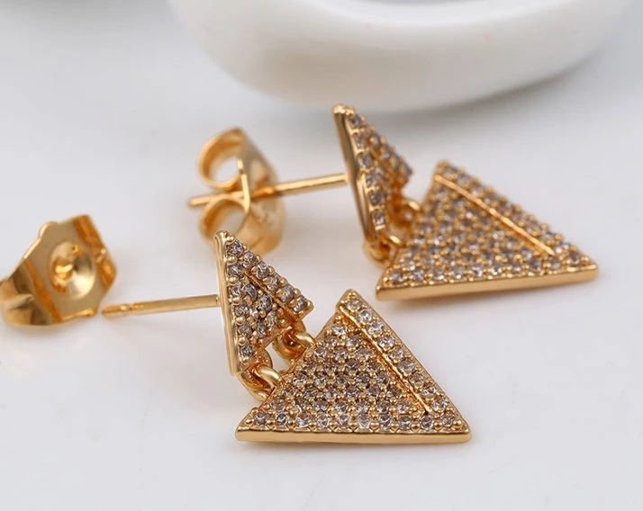 Shiny Crystal Triangle Earring Unique Design Jewelry