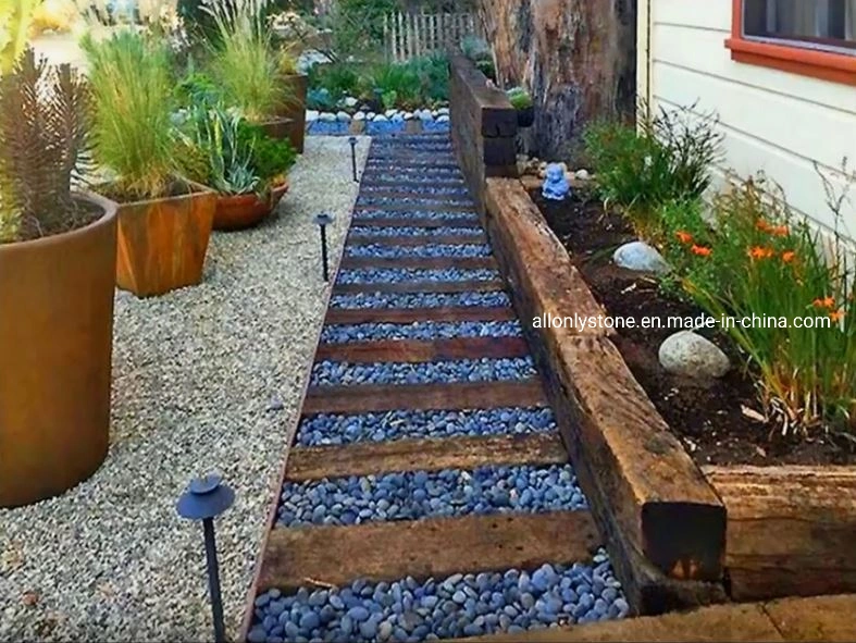 Polido / Wahsed superfície ajardinando Pebbles preto desisgn para Garden Bed and Warkway