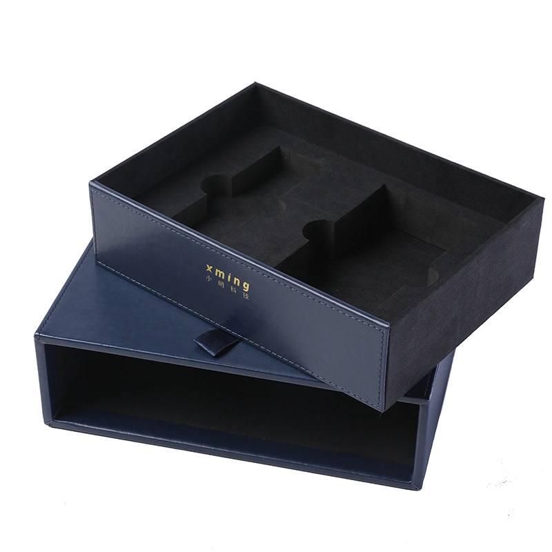 Custom Packaging Boxes Gold Foil Stamping Black Gift Paper Drawer with Custom Logo