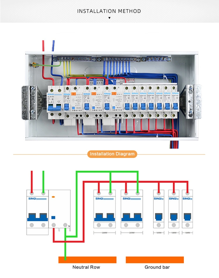 Overcurrent Protection Electronic Electrical Single Phase MCB Current Miniature Circuit Breaker with CB Manufacture Dz47-63