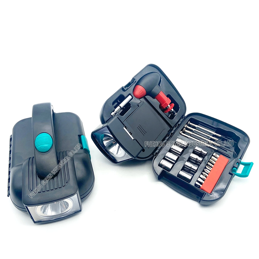 25pieces Home Repair Multifunktionales Haushalt Werkzeug Kit Werbegeschenk Hand Werkzeugsatz mit LED-Taschenlampe (CW-25LEDTS01)