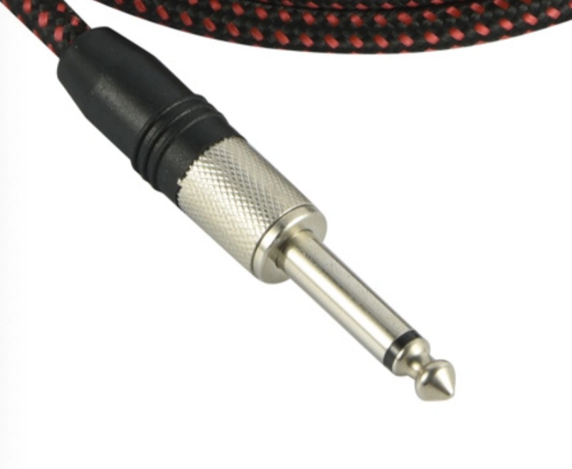 Cabo de guitarra Nylon 10FT 1/4 Polegada 6,35mm Reta Ouro para Ts Ts guitarra eléctrica e o cabo de áudio de graves Instrumento profissional Cabo OFC de CCA 22/24 AWG Cores Manômetro