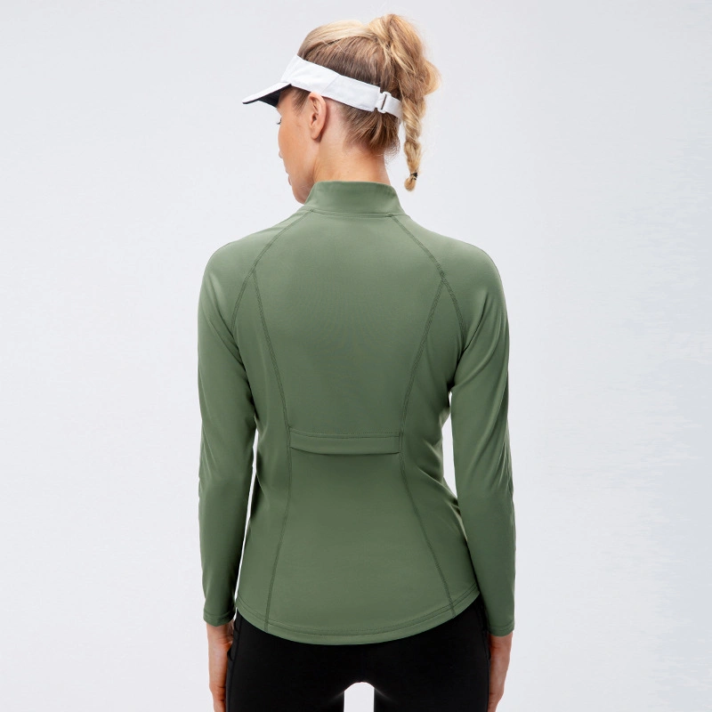 Frauen Herbst Winter Yoga Tops Langarm Shirts Laufen Wandern Leichte Jacken Gym Wear Reißverschluss Leichte Fitness Crop