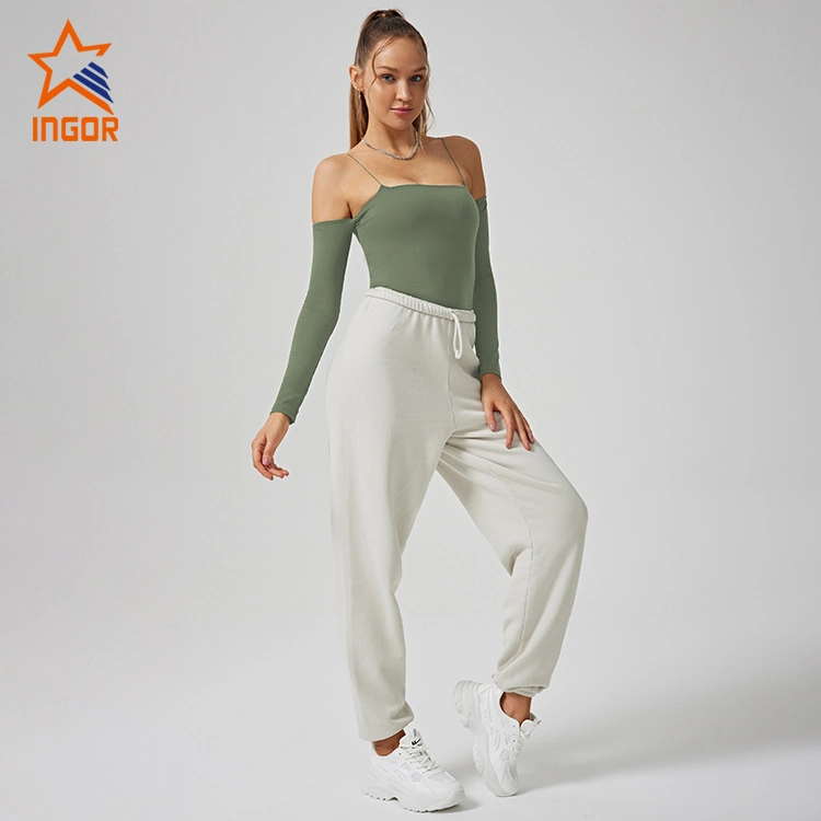 Ingor Sportswear Activewear Clothing Manufacturers Custom Women Long Sleeve T Shirt & Sweatpants Jogger Pants Women Apparel