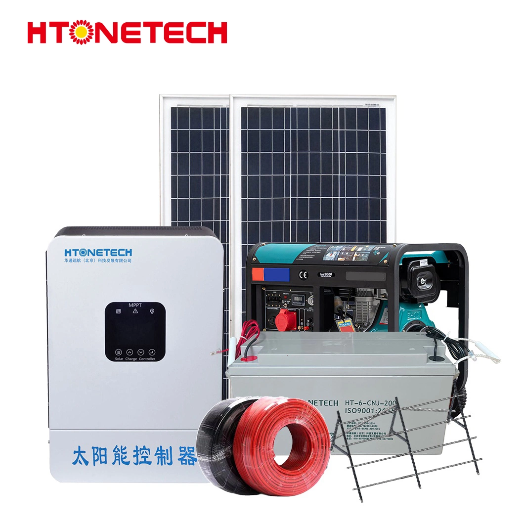 Htonetech off Grid Portable Solar Power Systems China Solar Cells Monokristallines Silizium 13,5kVA Diesel Generator System Photovoltaik 10kw Hybrid Solar System