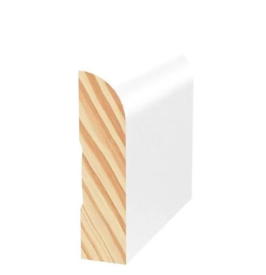 Moldura de madera pintado de blanco de madera maciza de madera decorativos Bullnose