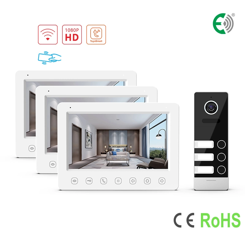 4-Wire WiFi Home Security Memory HD Door Bell 7" Video Intercom System