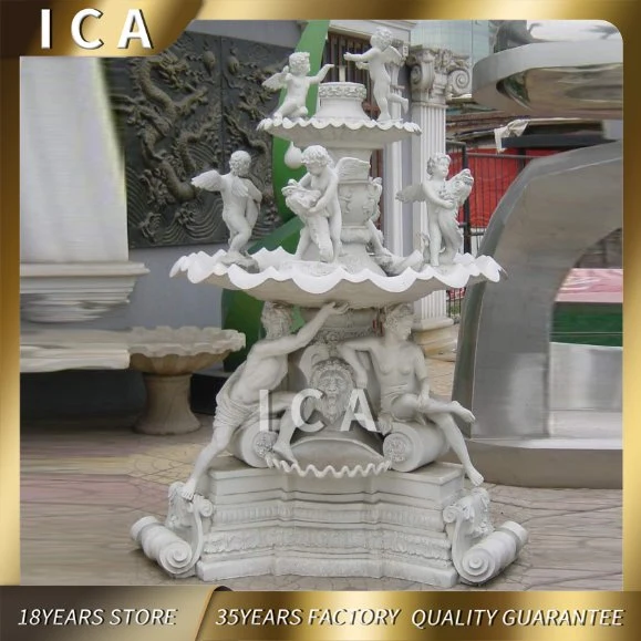 Fountains White Marble Big Garden Fountain Statue with Animal Sculpture