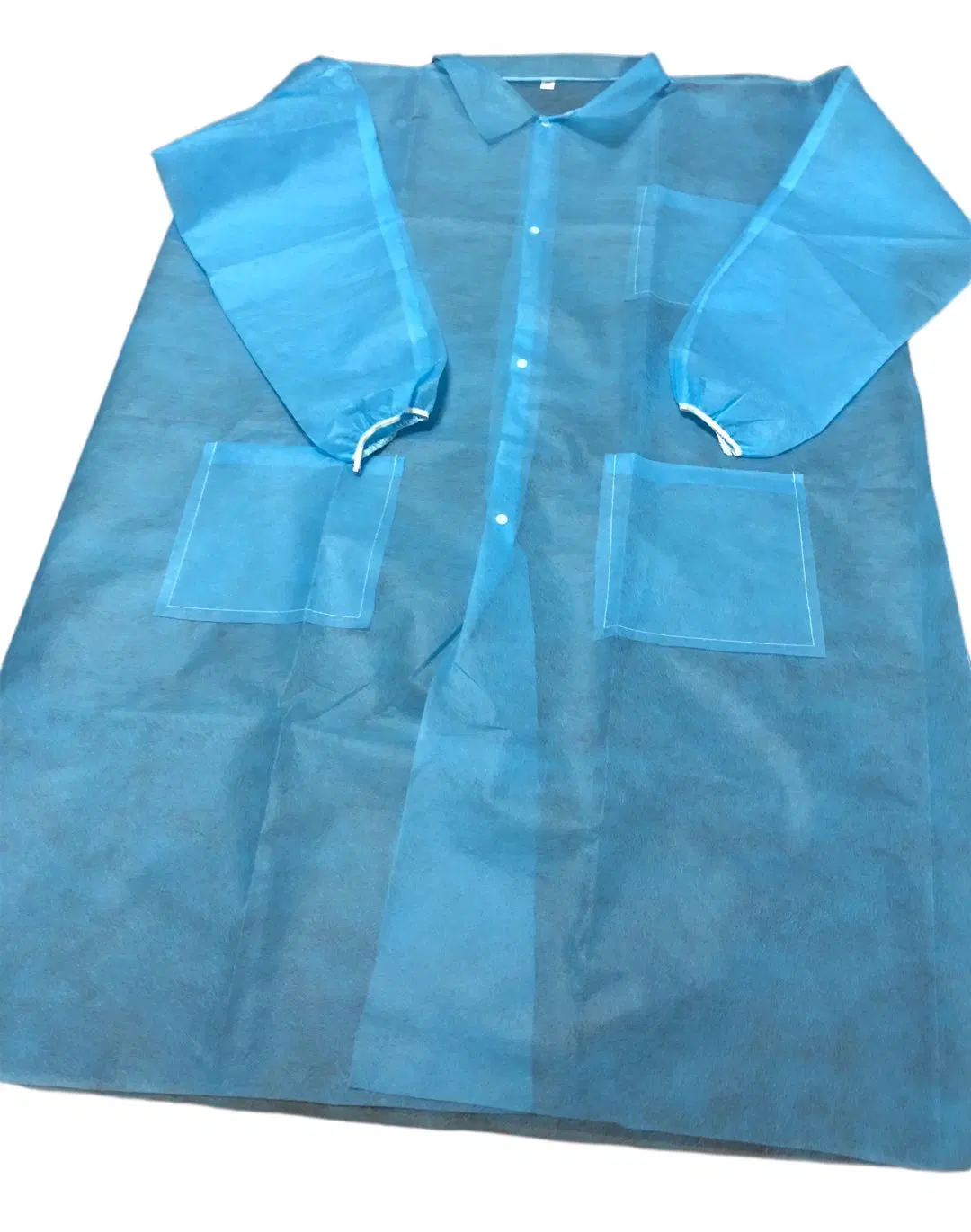 Spp Cheap Non-Woven Lab Coats with Elastic Cuffs