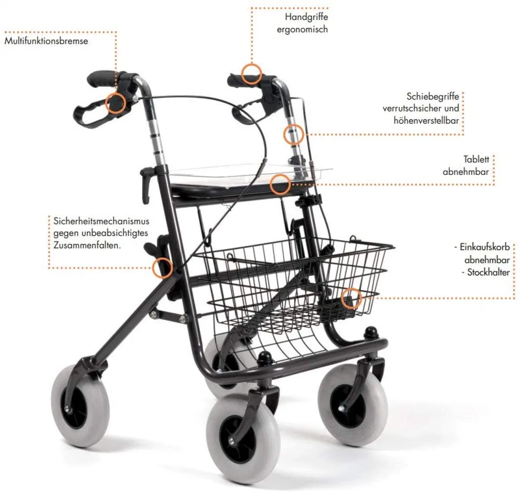 Mobility Equipment Etter High-Quality Steel Forearm Rollator Shopping Cart Disabled Scooter Walker