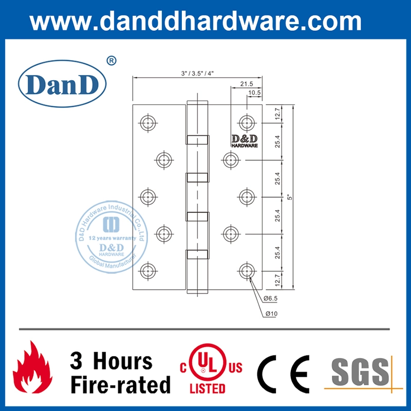 SUS316 UL Fire Rated Metal Door Funtion Accessory Hinge Joint