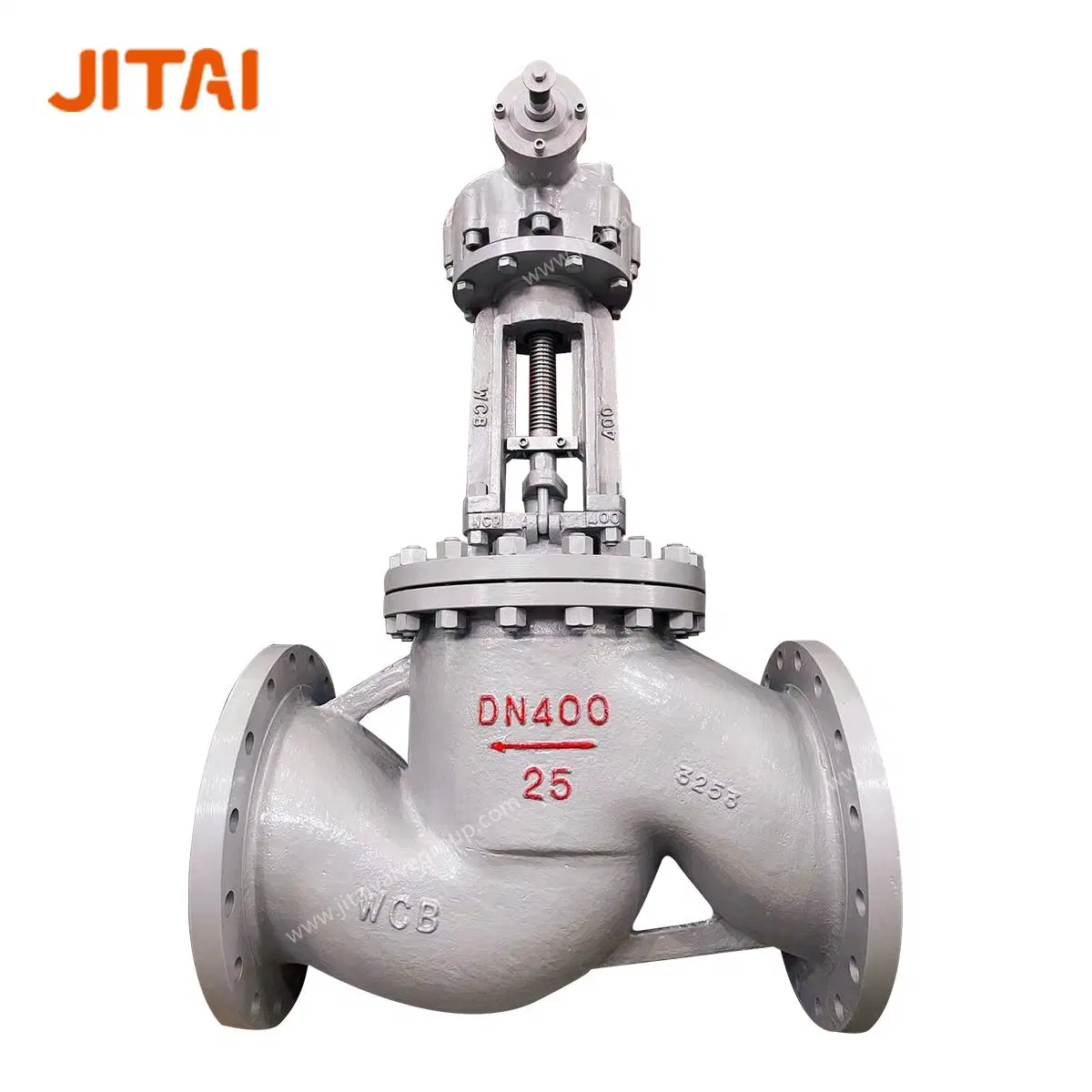 Wcb Casting Steel DN400 Pn25 Flange Type Gearing Globe Valve