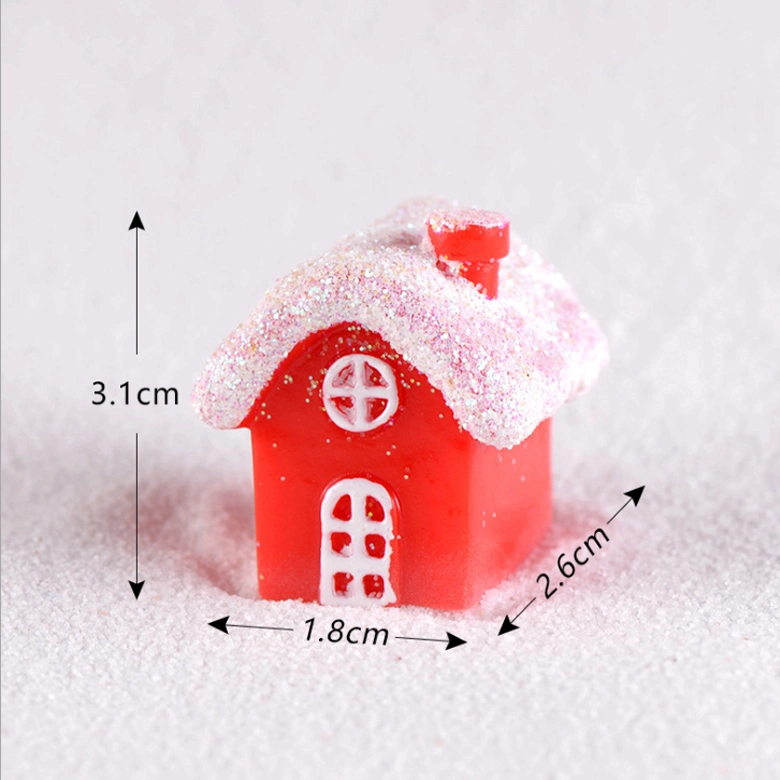 Creative Christmas Decoration Resin Accessories Simulation Snow Landscape Candy Red Cake House Resin Craft Gifts