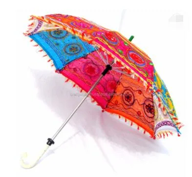 Beautiful Embroidered Handmade Mirror Work Indian Rajasthani Decorative Umbrella Wholesale/Supplier