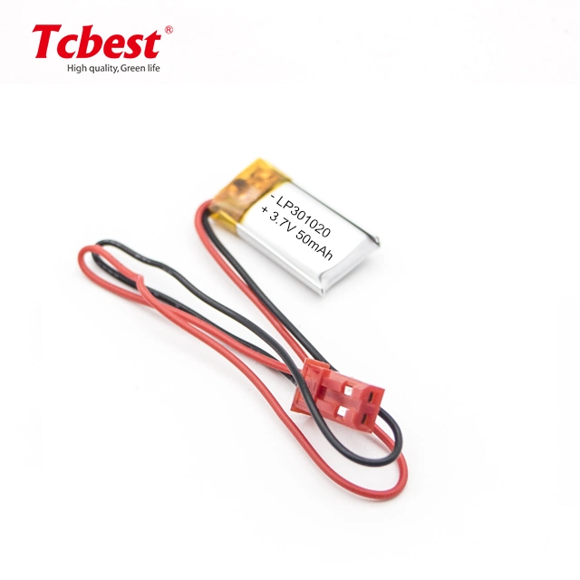 Tcbest 301020 Lithium Battery Polymer Lipo Battery 3.7V 50mAh for Smart Watch/Headphone /Selfie Stick