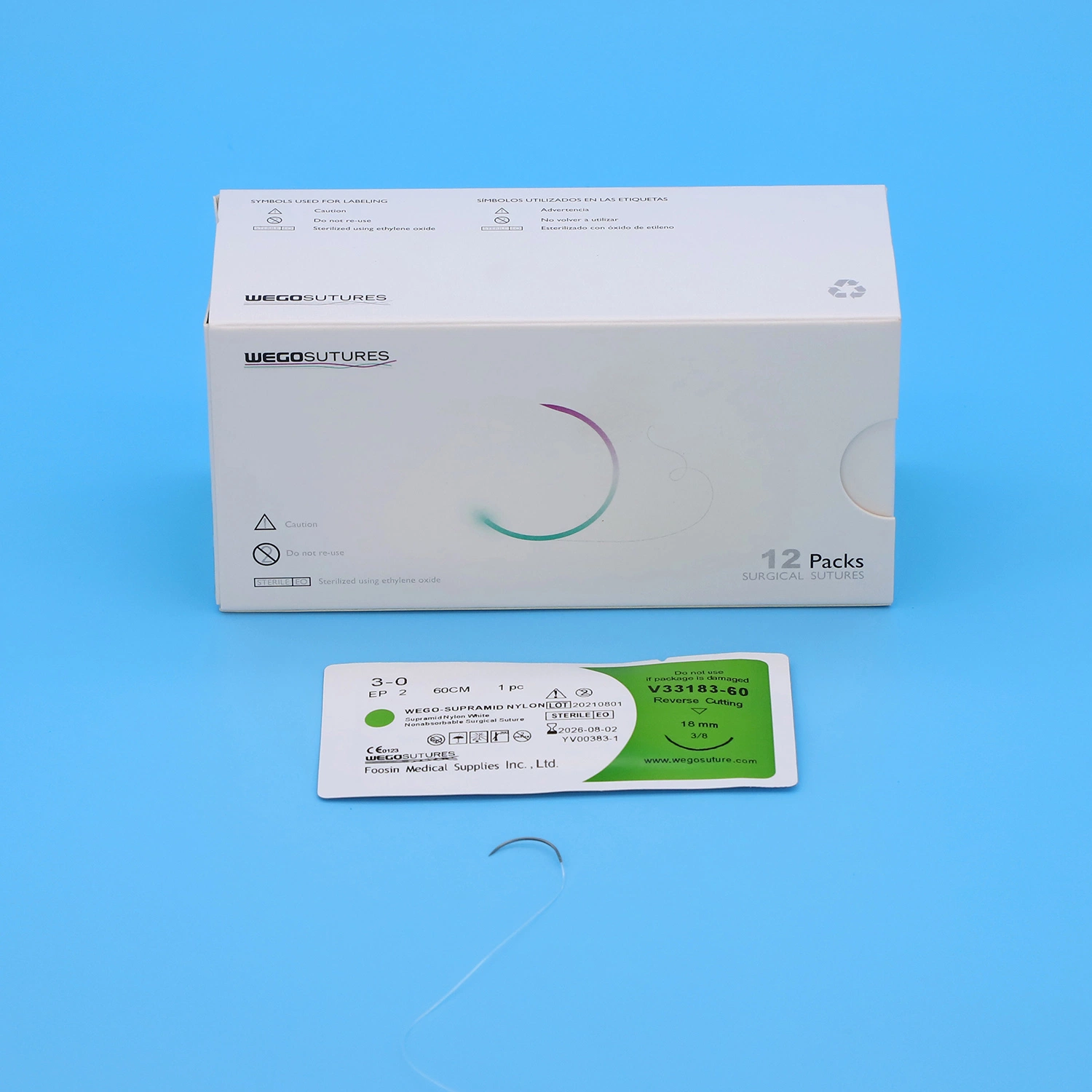 Wego Brand Blue Nylon Surgical Suture 50mm